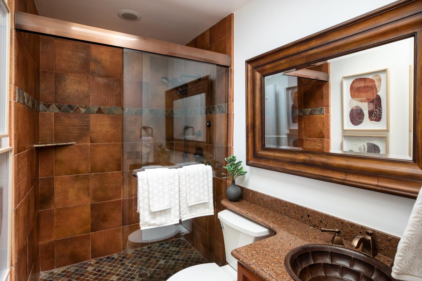 70 Bay Tree Lane Los Altos, CA 94022 - Photo 18 of 37 a bathroom with a sink a toilet and shower