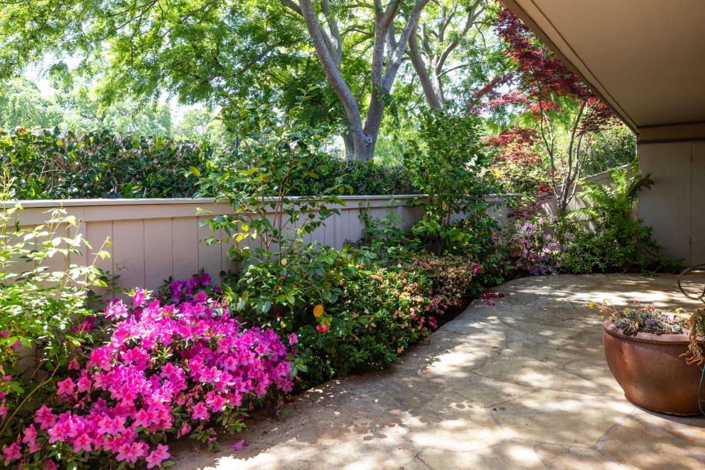 70 Bay Tree Lane Los Altos, CA 94022 - Photo 23 of 37 a view of flower garden with wooden fence