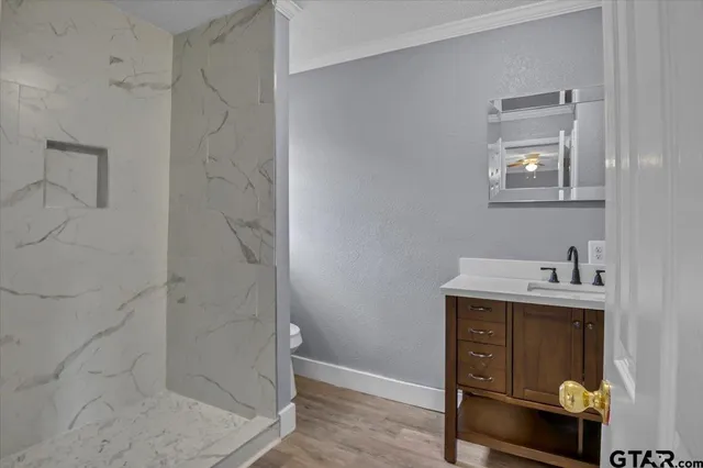 a bathroom with a shower