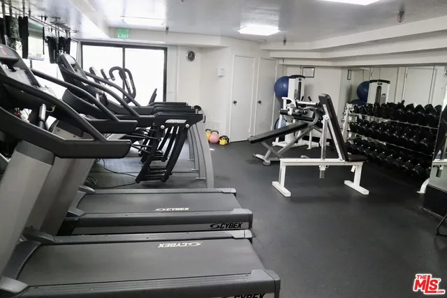 a view of a room with gym equipment