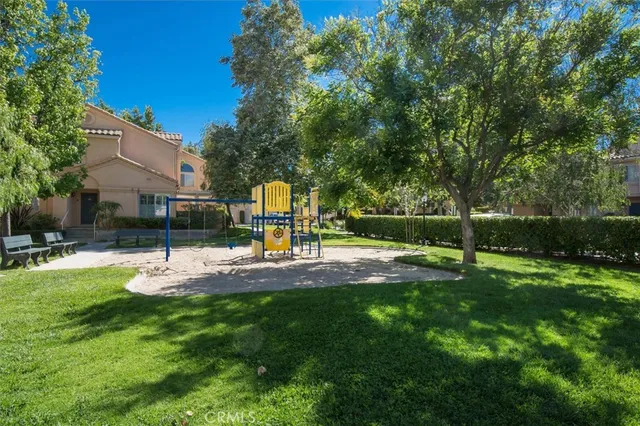 a view of a park with slide