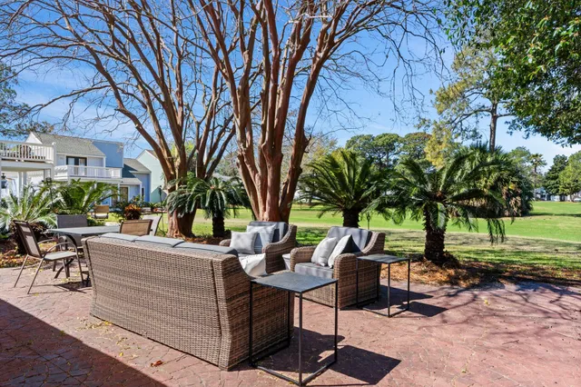 a view of a outdoor seating area