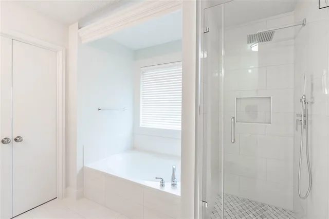 a bathroom with a bathtub