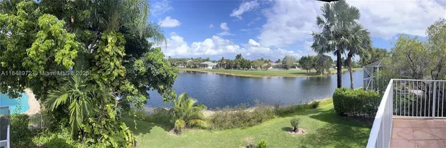 a view of lake from a yard
