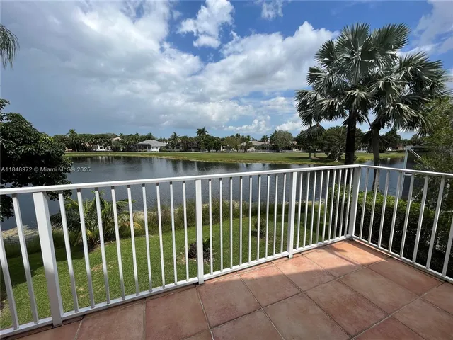 a balcony with city view