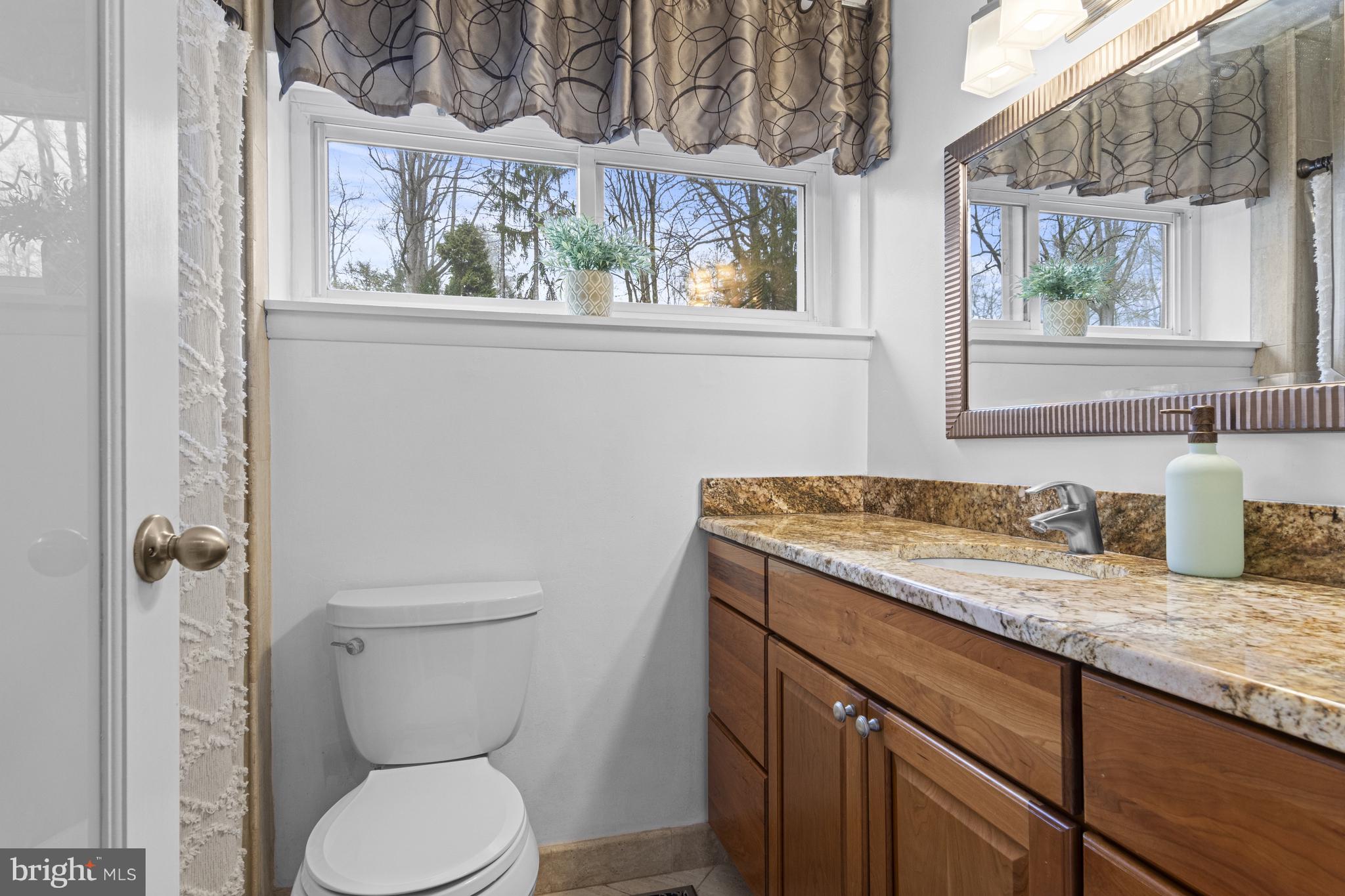 2 Walnut Ridge Road Greenville, DE 19807 - Photo 20 of 38 a bathroom with a granite countertop toilet sink and mirror
