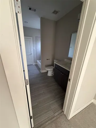 a bathroom with a bathtub