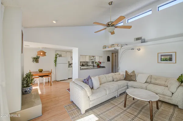 a living room with furniture