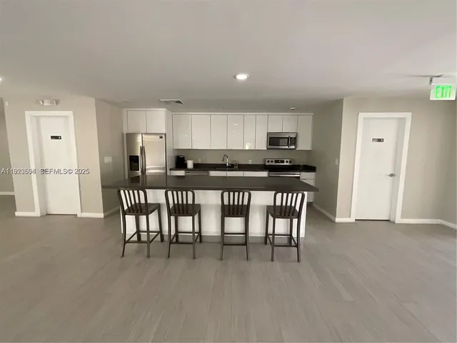 a large room with furniture