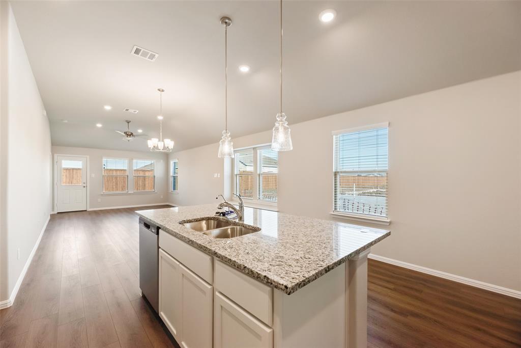 14127 Bacton Road Pilot Point, TX 76258 - Photo 12 of 18 a kitchen with a sink dishwasher a stove and a wooden floor