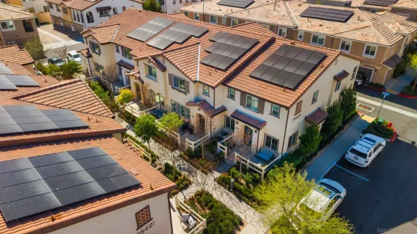 an aerial view of a house