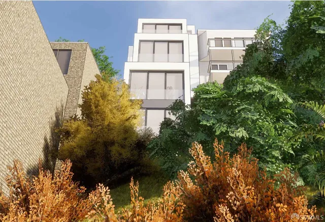 a balcony with table and chairs and potted plants by side of it