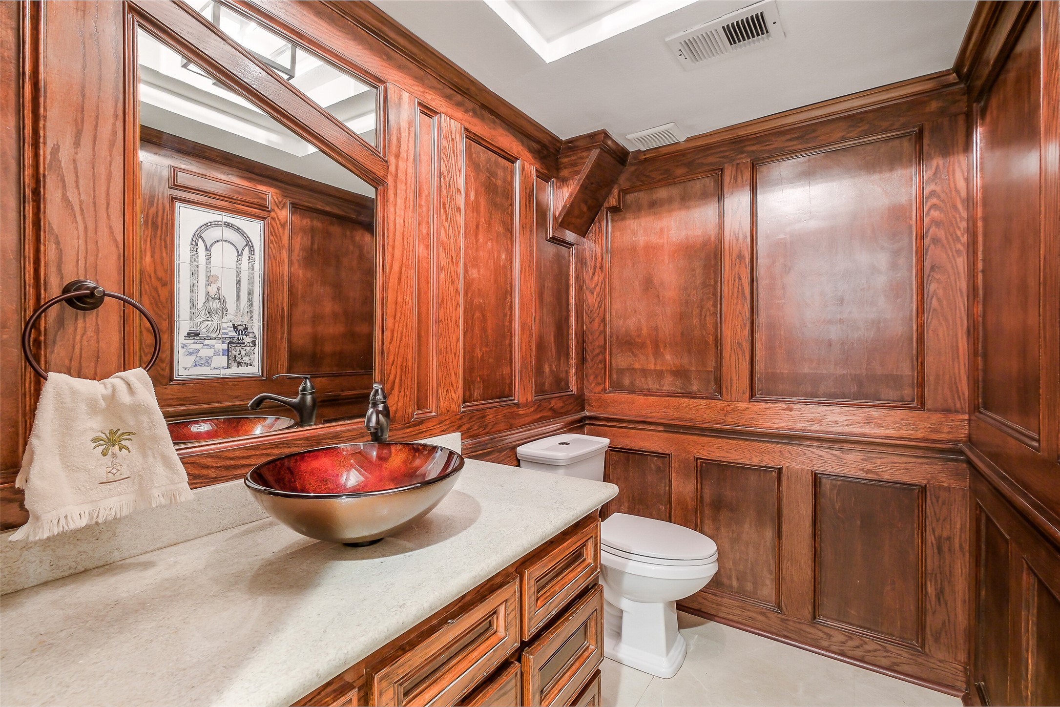 1347 Seidel Road Brookshire, TX 77423 - Photo 18 of 50 The 1st floor powder room is finished in wood and is quite sumptuous.