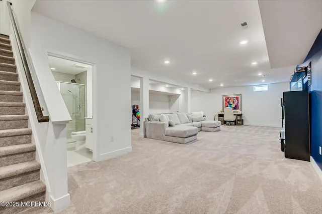 a living room with furniture and a couch