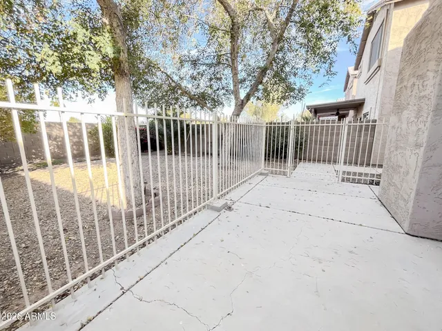 a view of a yard with a tree