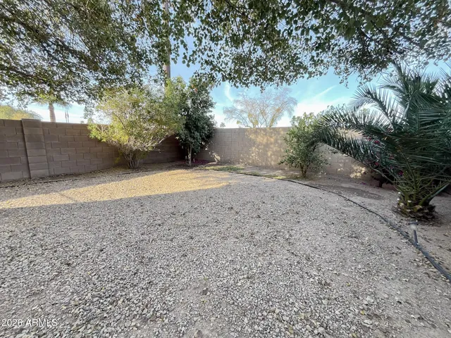 a view of a house with a small yard and a large tree