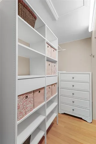 a view of an empty walk in closet