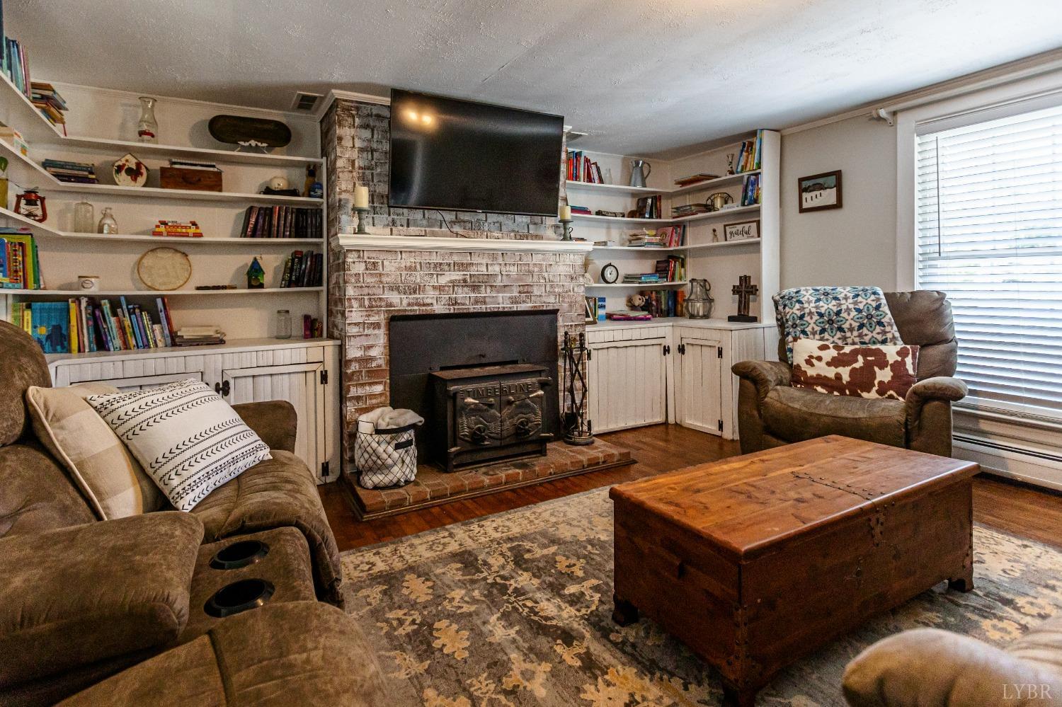 1564 Swan Road Pamplin, VA 23958 - Photo 14 of 60 a living room with furniture fireplace and flat screen tv