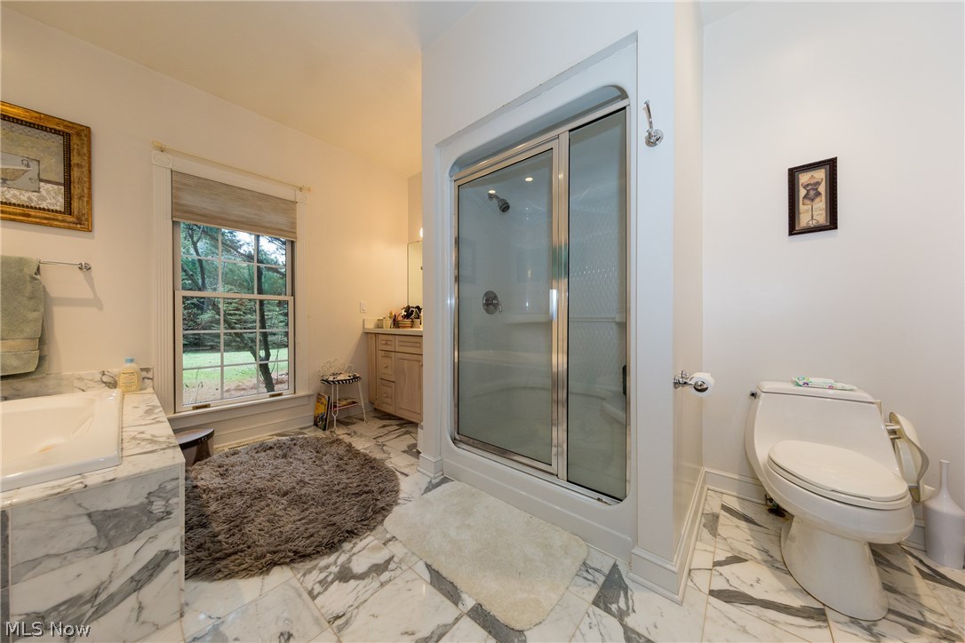17511 Rapids Road Burton, OH 44021 - Photo 20 of 35 Two vanities, jetted tub, walk in shower surrounded by marble.