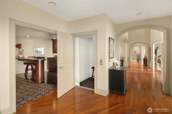 a view of a living room and dining room