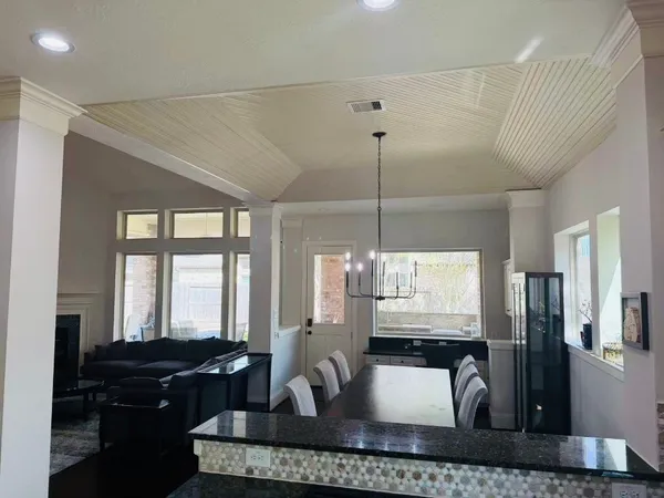 a living room with furniture