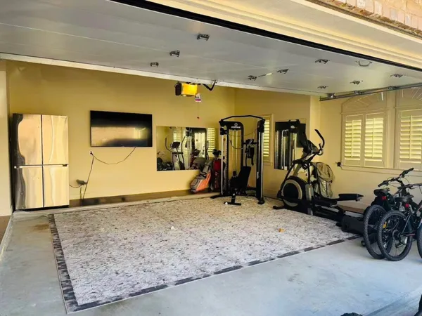 a view of a room with gym equipment