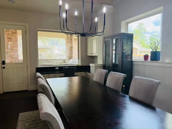 a living room with large window