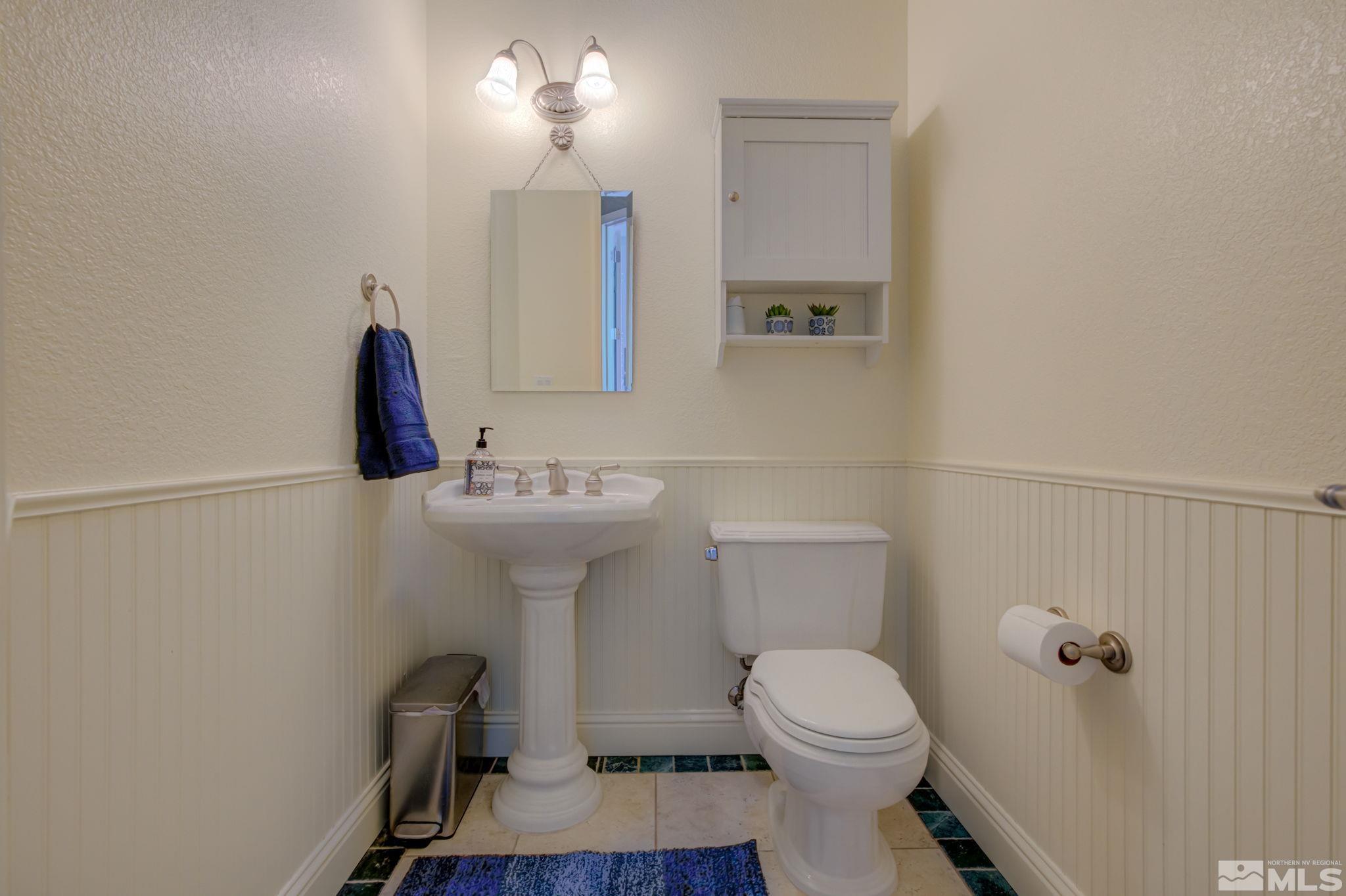 1122 North Fork Trail Minden, NV 89423 - Photo 28 of 40 a bathroom with a sink a toilet and mirror
