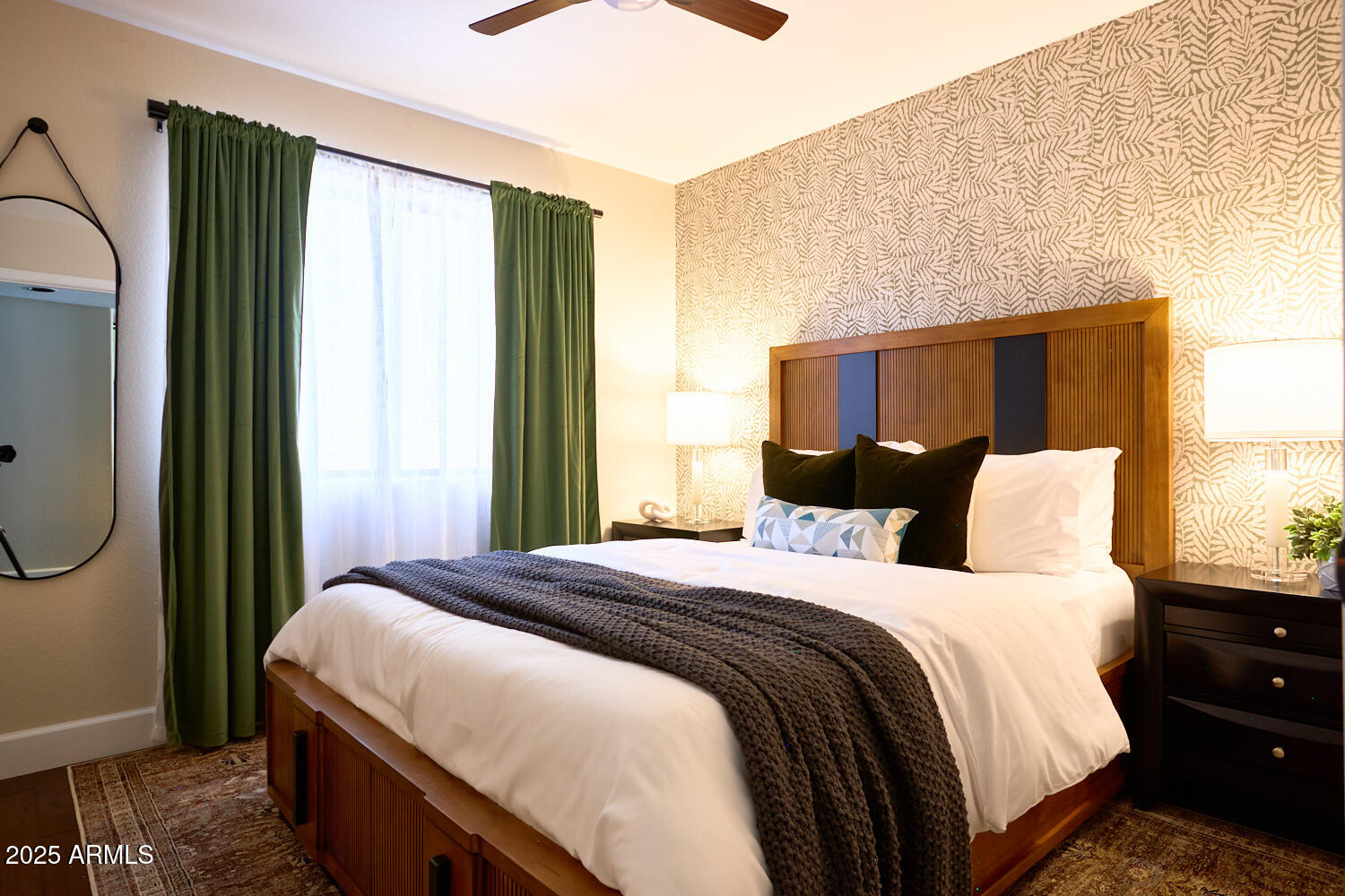 20619 North 16th Way Phoenix, AZ 85024 - Photo 40 of 64 a bedroom with a bed a mirror and a window