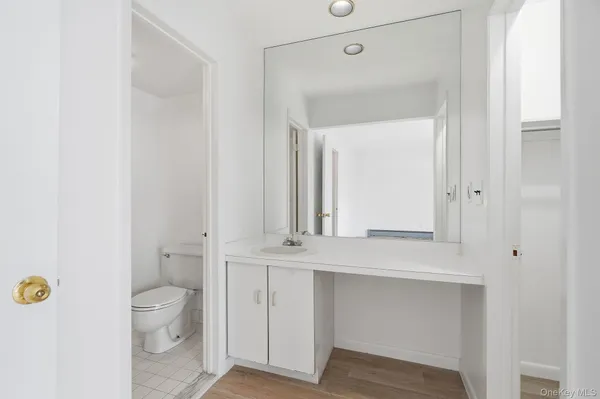 a bathroom with a toilet a sink and mirror