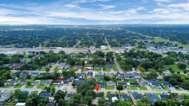 a view of city and green space