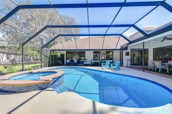 a view of a lake with a big yard