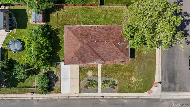 an aerial view of a house