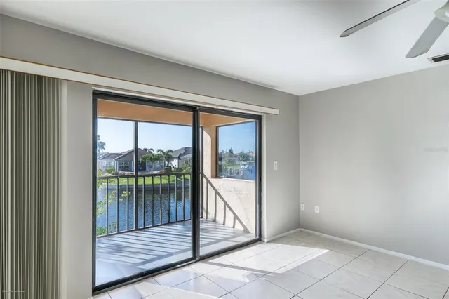 a view of a room with a large window