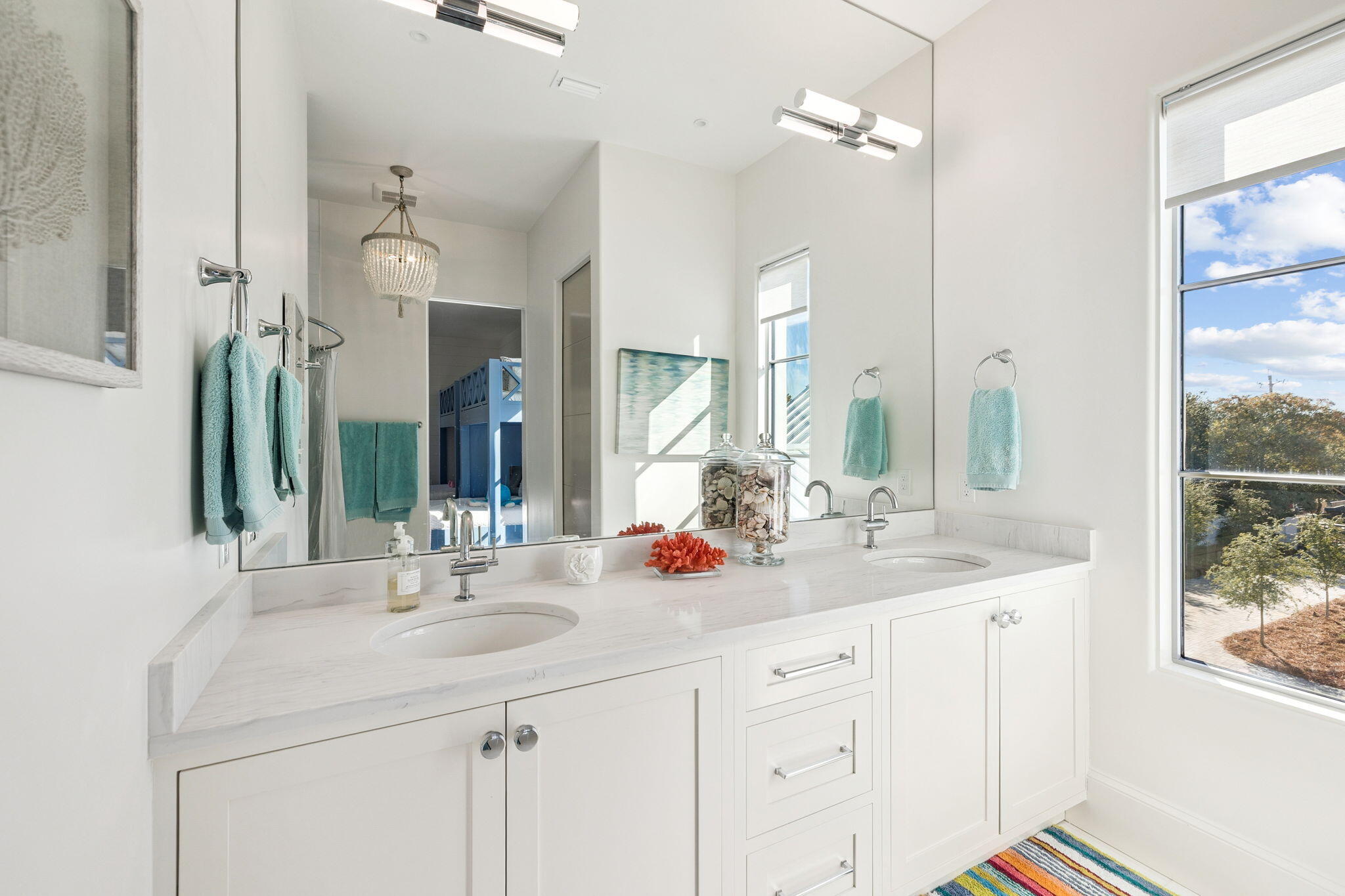 306 Walton Rose Lane Inlet Beach, FL 32461 - Photo 66 of 117 a bathroom with 2 sink and a mirror