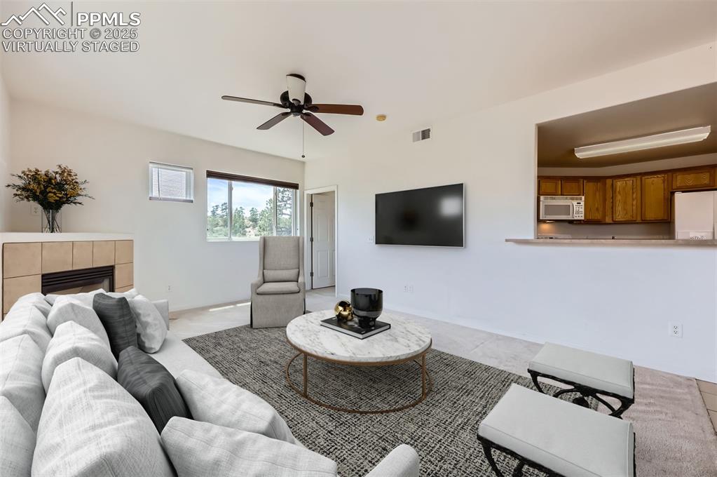 3755 Hartsock Lane, Unit 203 Colorado Springs, CO 80917 - Photo 4 of 43 a living room with furniture and a flat screen tv