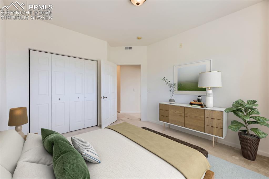 3755 Hartsock Lane, Unit 203 Colorado Springs, CO 80917 - Photo 9 of 43 a bedroom with a bed and a potted plant