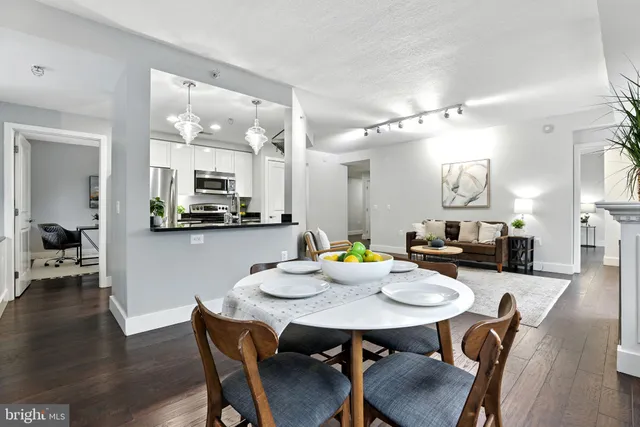 a view of a dining room and livingroom