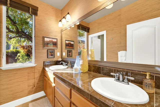 a view of a city with mountains in the background