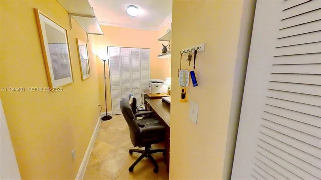 a view of balcony with furniture