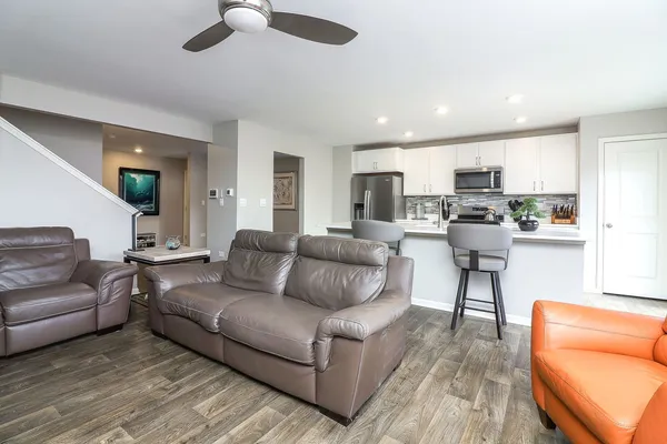 a living room with furniture and a couch
