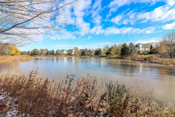 a view of a lake with houses