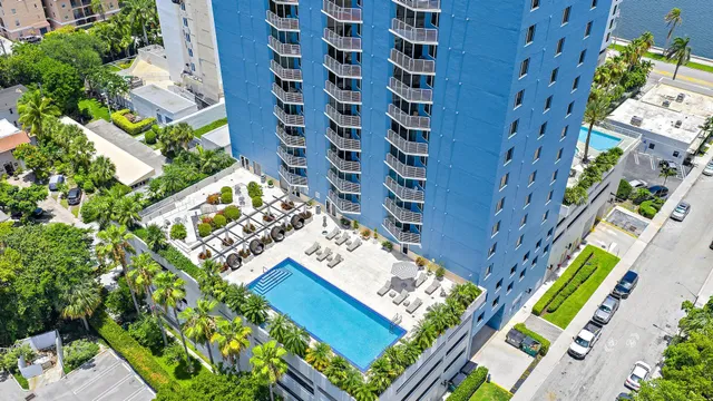 a view of a city with tall buildings