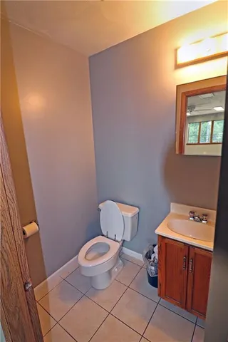 a bathroom with a toilet a sink and a mirror
