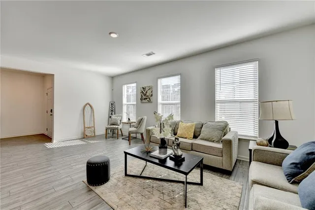 a living room with furniture