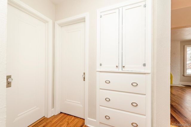 a view of kitchen with wooden floor