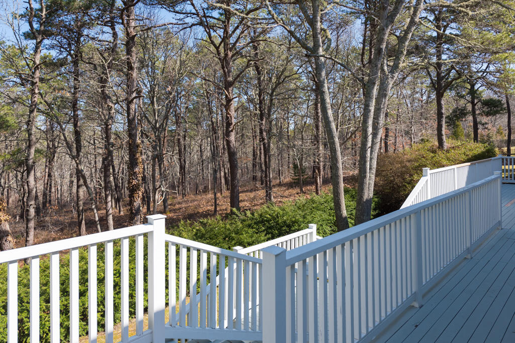 100 Ice Valley Road Osterville, MA 02655 - Photo 19 of 22 a wooden deck with trees in front of it