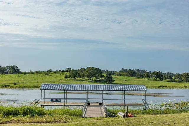 a view of a park with a big yard and potted plants