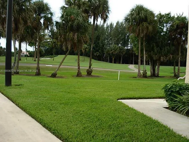 a view of a park with a slide