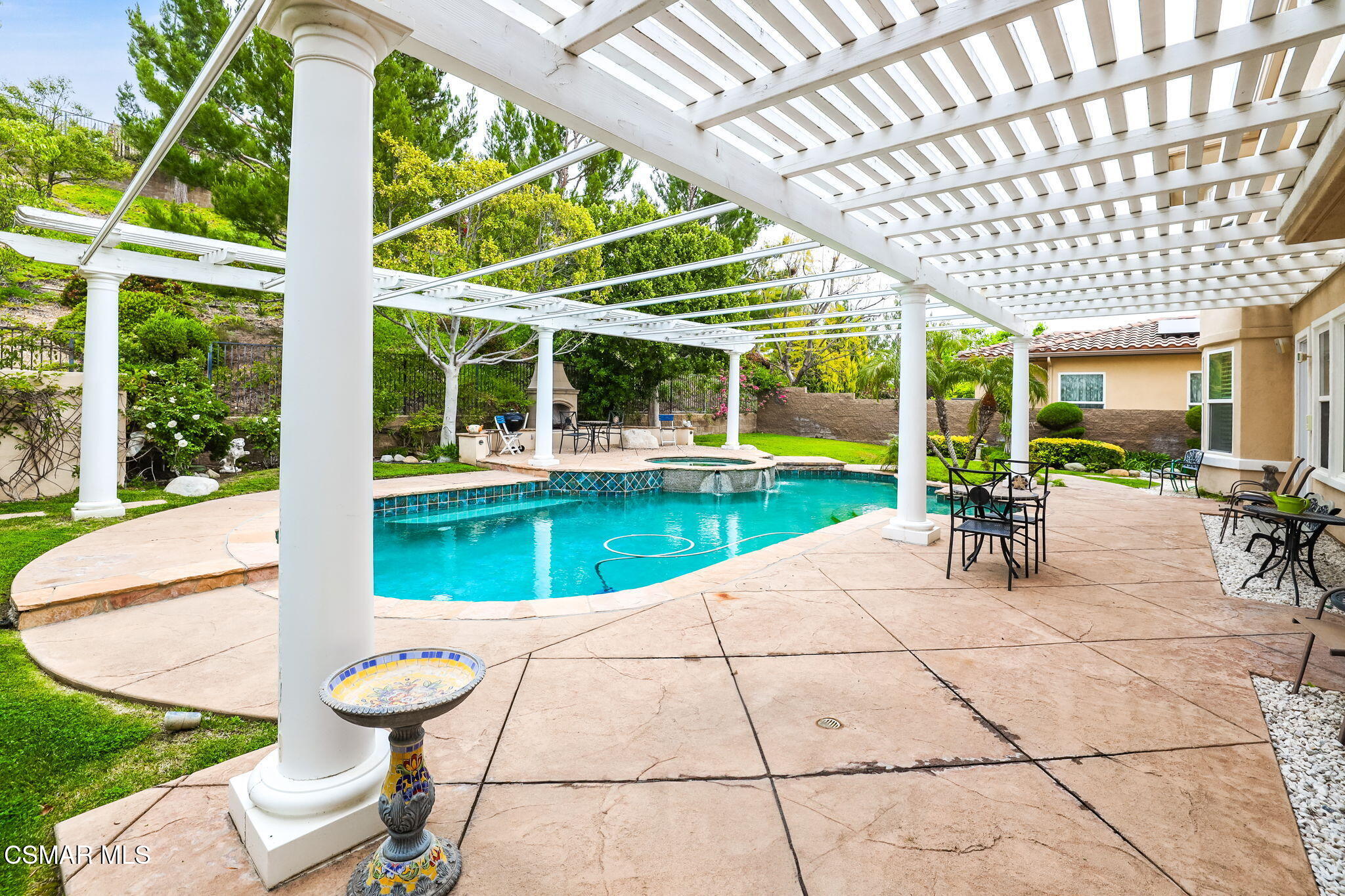 20253 Vía Galileo Porter Ranch, CA 91326 - Photo 38 of 41 a view of a swimming pool with a patio